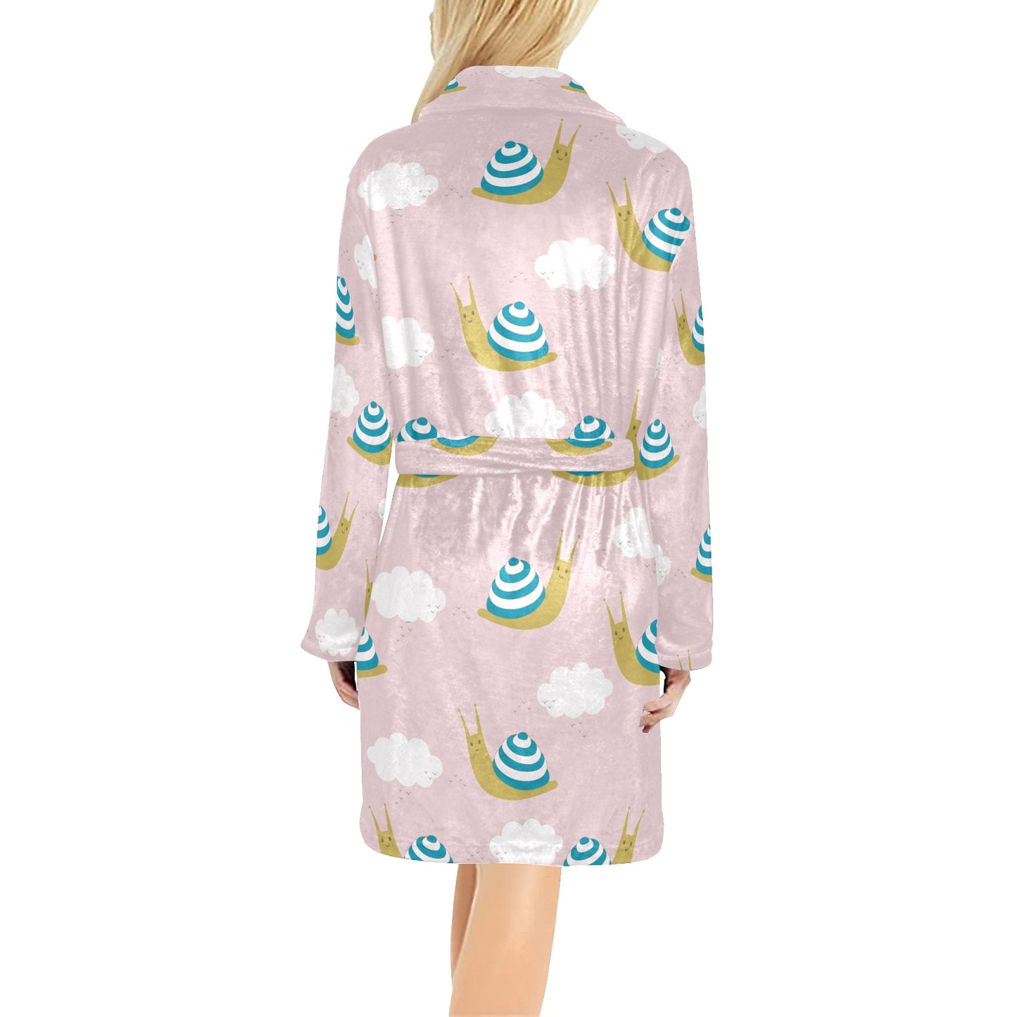 Snail Pattern Print Design 02 Women's Fleece Robe