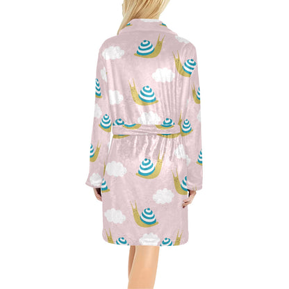 Snail Pattern Print Design 02 Women's Fleece Robe