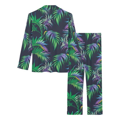 Palm Leaves Pattern Print Design PL04 Women's Long Pajama Set