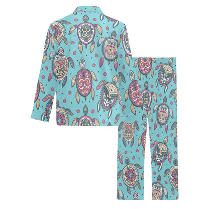 Sea Turtle Art Pattern Men's Long Pajama Set
