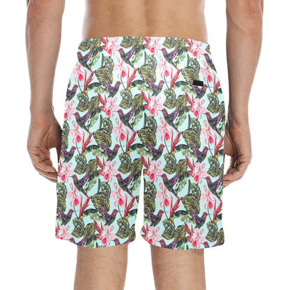 Hummingbird Cute Themed Print Men's Swim Trunks Beach Shorts