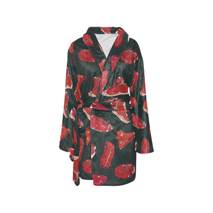 Meat Pattern Print Design 01 Women's Fleece Robe