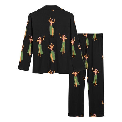 Hula Dancers Girl Pattern Print Design 01 Women's Long Pajama Set