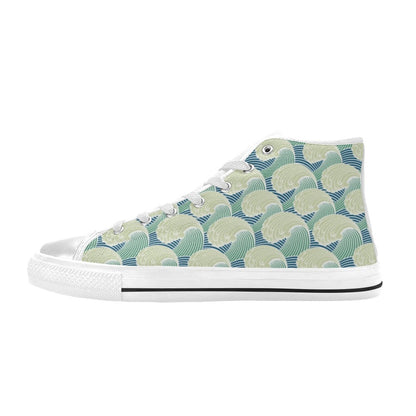 Wave Japan Style Print Design LKS302 Men's High Top Canvas Shoes