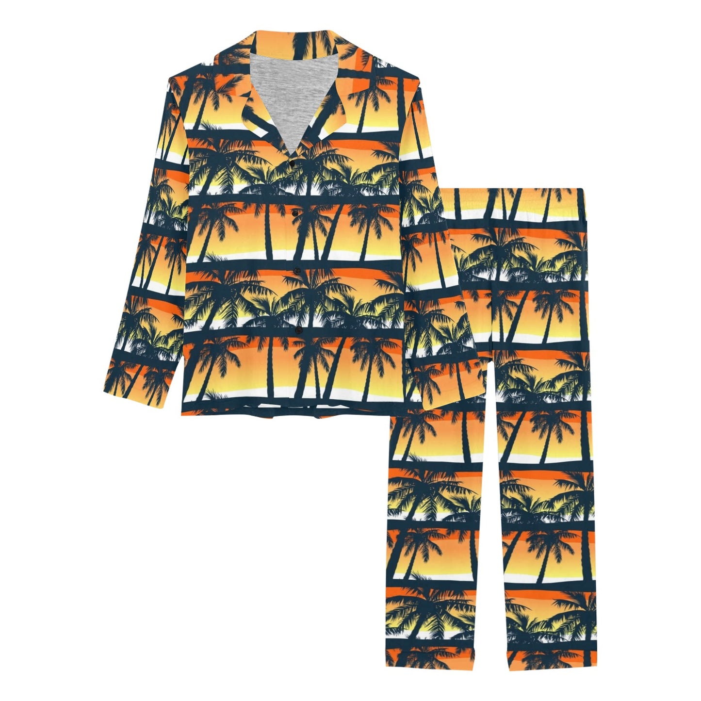 Palm Tree Pattern Print Design PT011 Women's Long Pajama Set