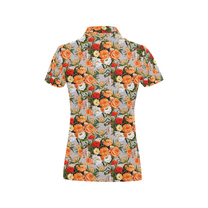 Lisianthus Pattern Print Design LT04 Women's Polo Shirt