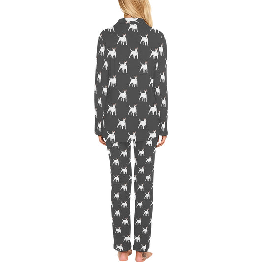 Bull Terriers Pattern Print Design 02 Women's Long Pajama Set