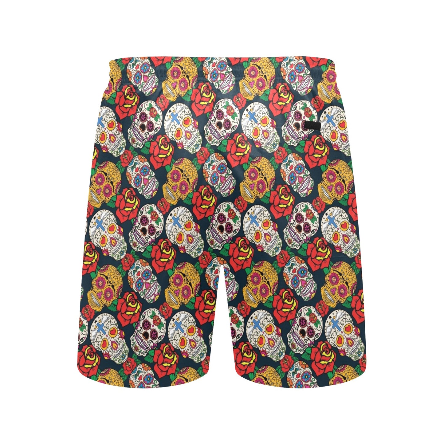 Sugar Skull Print Design LKS306 Men's Swim Trunks Beach Shorts