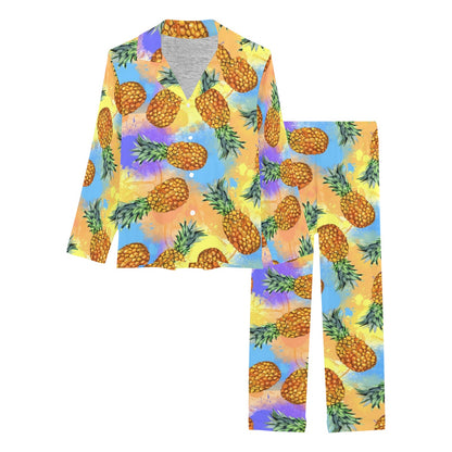 Pineapple Pattern Print Design PP09 Women's Long Pajama Set