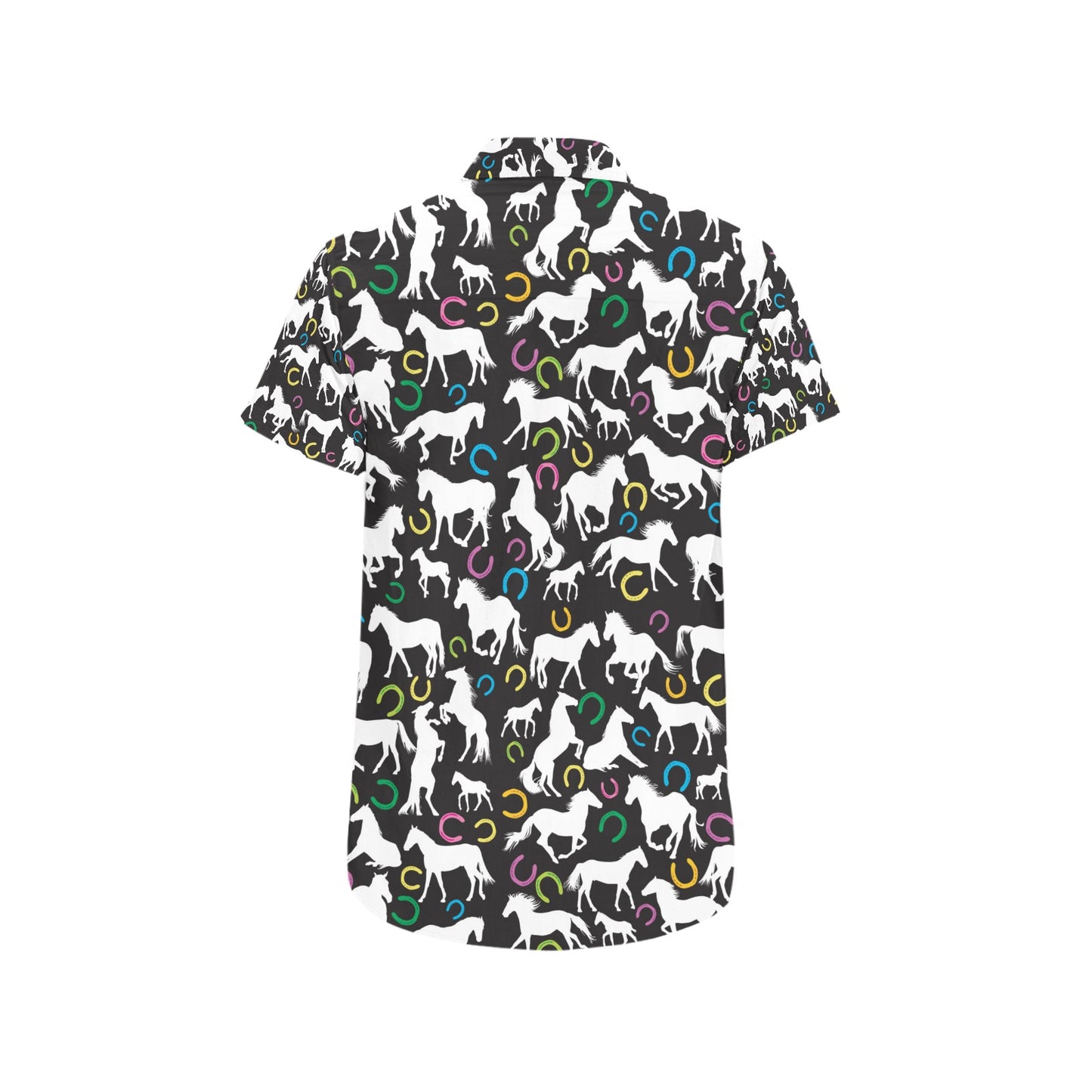 Horse Hoof Colorful Print Design LKS301 Men Short Sleeve Button Up Shirt