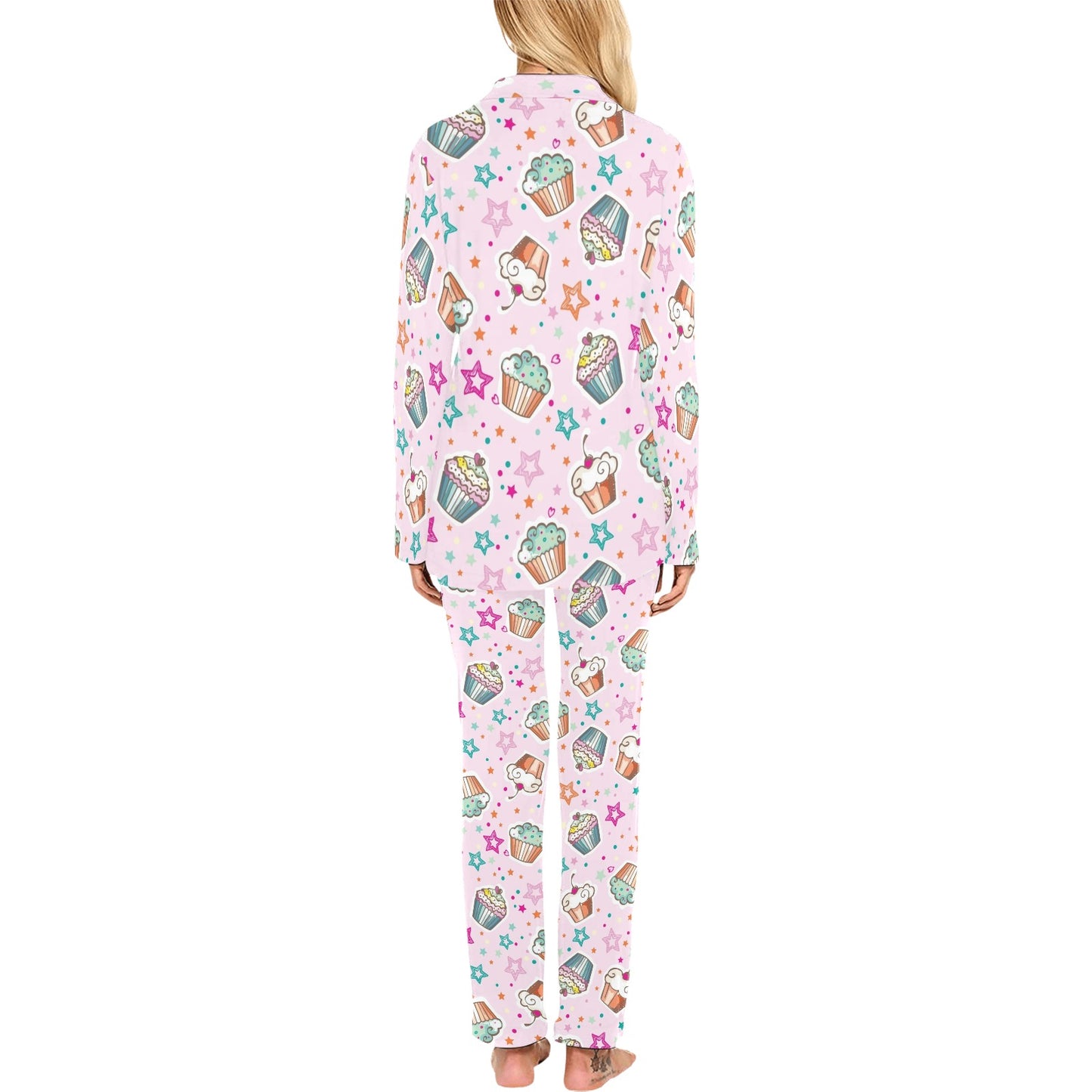 Cupcake Pattern Print Design CP03 Women's Long Pajama Set