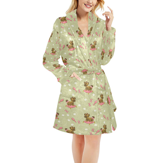 Yorkshire Cute Terriers Print Design LKS301 Women's Fleece Robe