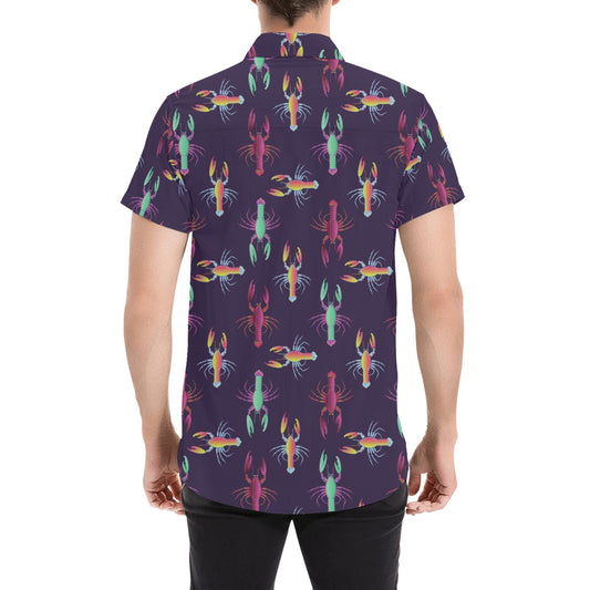 Lobster Print Design LKS402 Men Short Sleeve Button Up Shirt