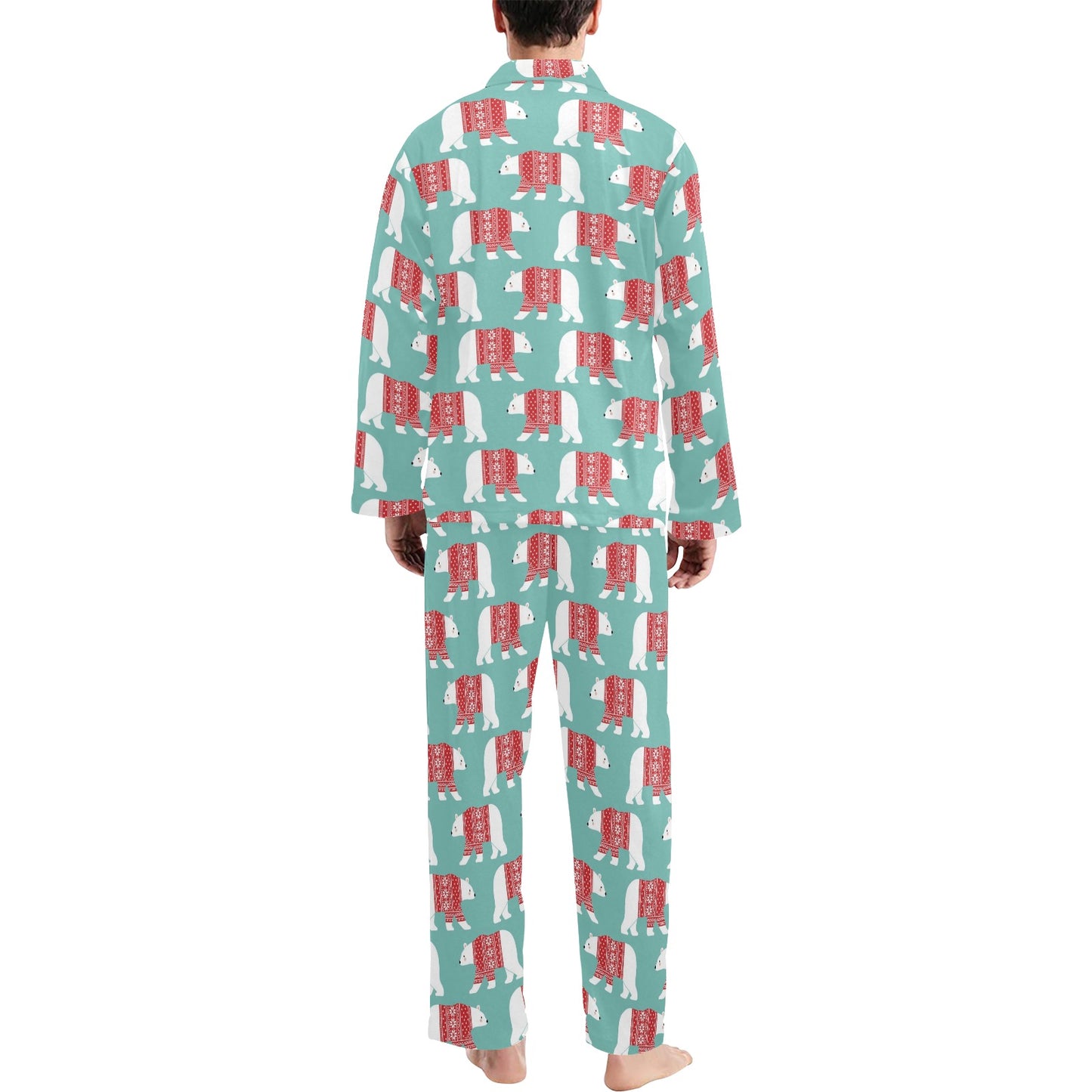Polar Bear Pattern Print Design A04 Men's Long Pajama Set