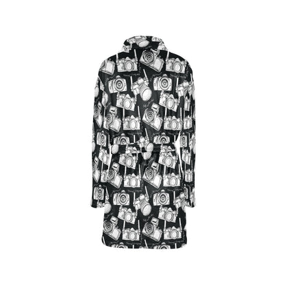Camera Pattern Print Design 01 Women's Fleece Robe