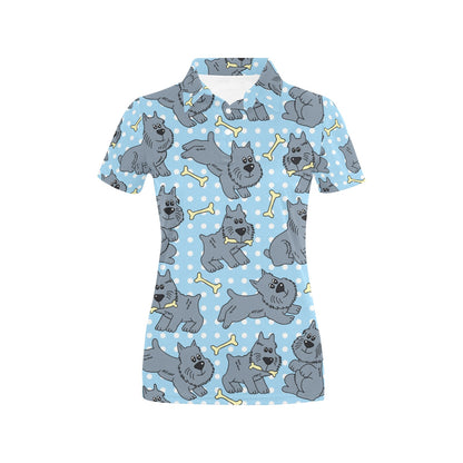Schnauzers Pattern Print Design A02 Women's Polo Shirt