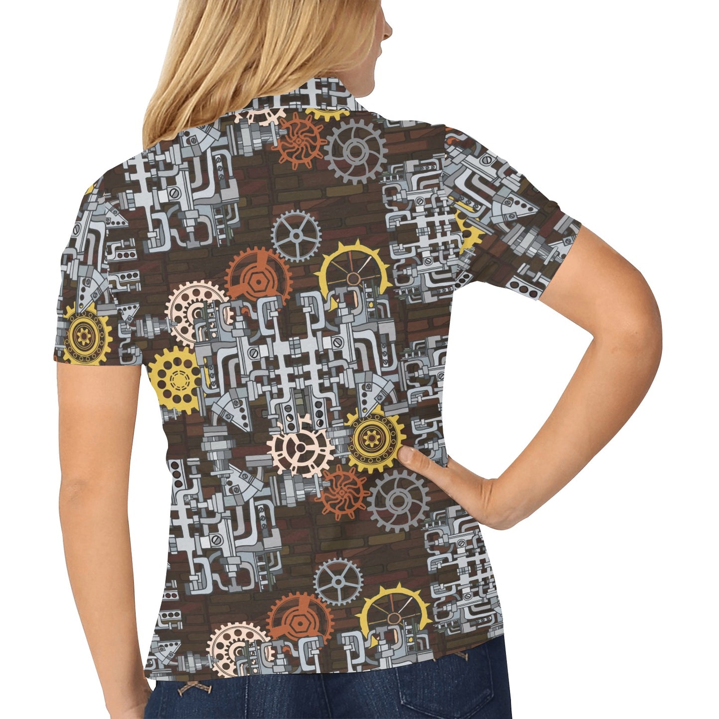 Mechanic Pattern Print Design 04 Women's Polo Shirt