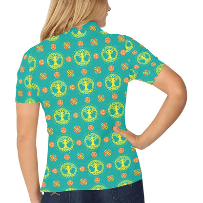Celtic Tree of Life Print Pattern Women's Polo Shirt