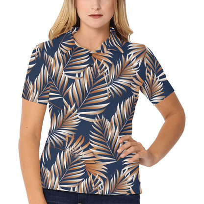 Tropical Flower Pattern Print Design TF07 Women's Polo Shirt