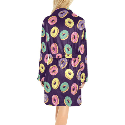 Donut Pattern Print Design DN08 Women's Fleece Robe