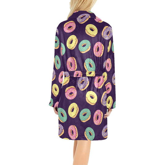 Donut Pattern Print Design DN08 Women's Fleece Robe