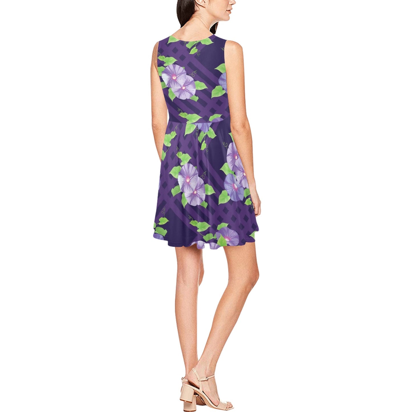 Morning Glory Pattern Print Design MG03 Sleeveless Dress