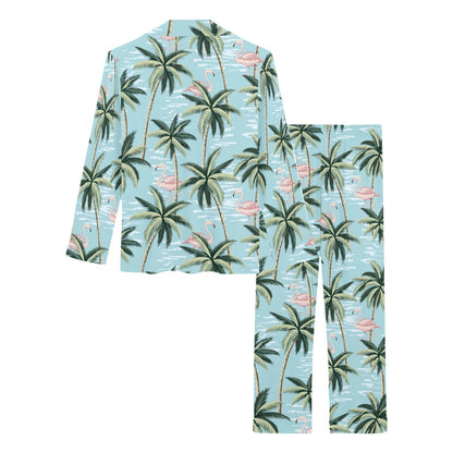 Palm Tree Pattern Print Design PT05 Women's Long Pajama Set