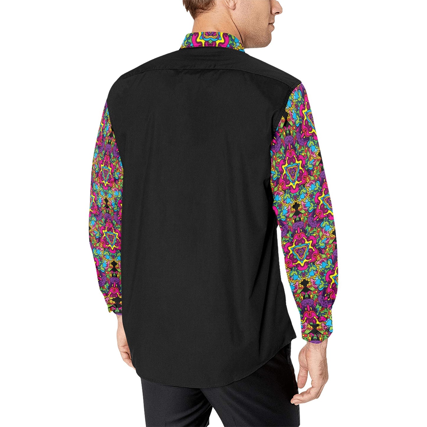 Trippy Print Design LKS303 Men's Long Sleeve Dress Shirt