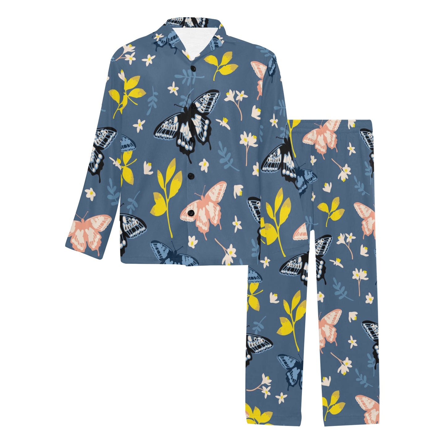 Monarch Butterfly Pattern Print Design 02 Men's Long Pajama Set