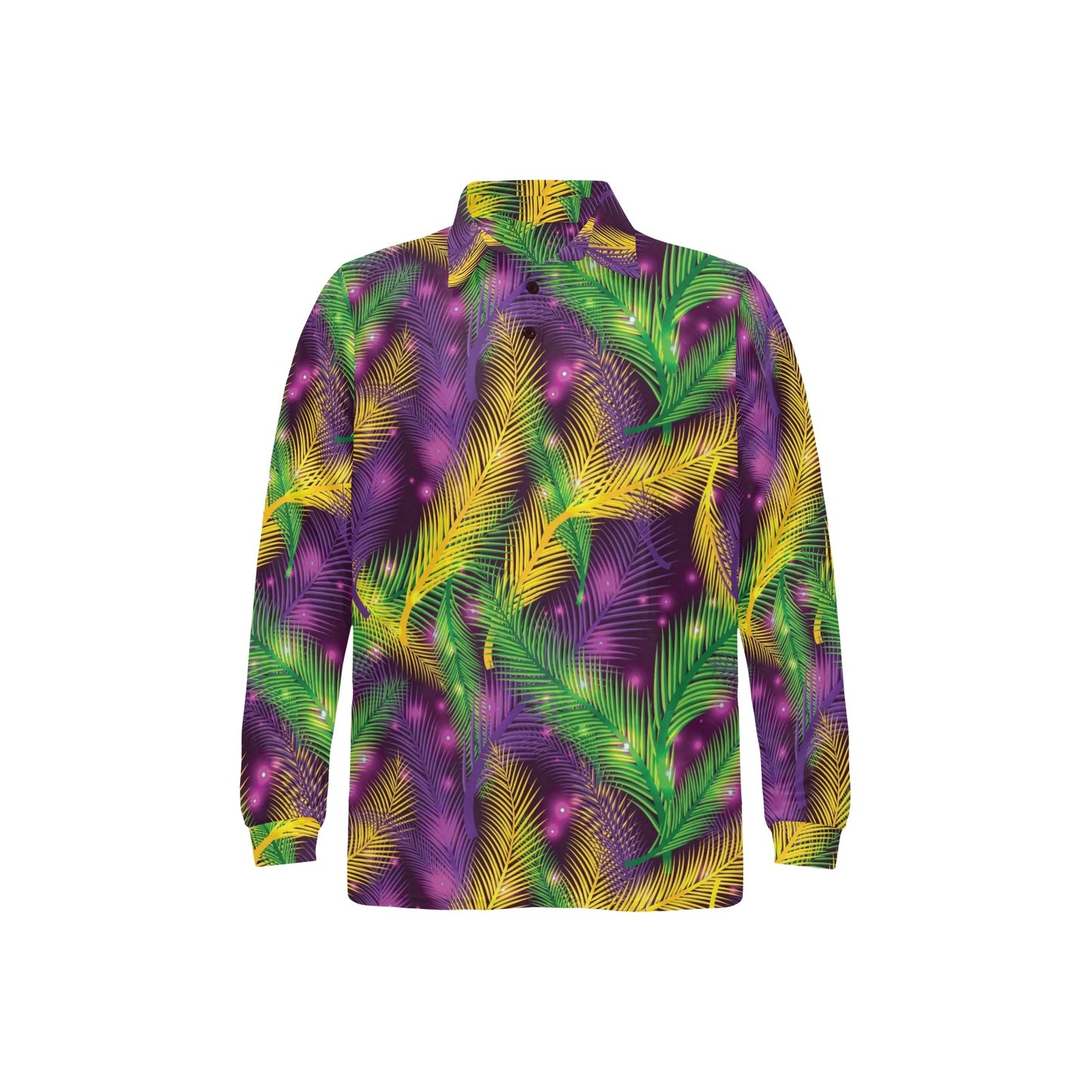 Mardi Gras Pattern Print Design 09 Long Sleeve Polo Shirt For Men's