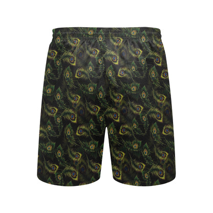 Peacock Feather Pattern Design Print Men's Swim Trunks Beach Shorts