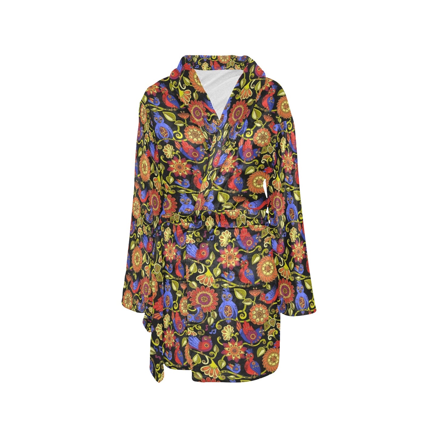Steampunk Bird Design Themed Print Women's Fleece Robe