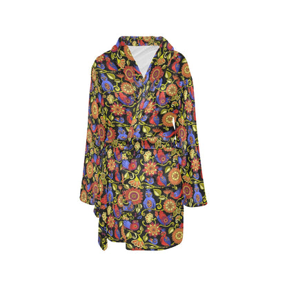Steampunk Bird Design Themed Print Women's Fleece Robe