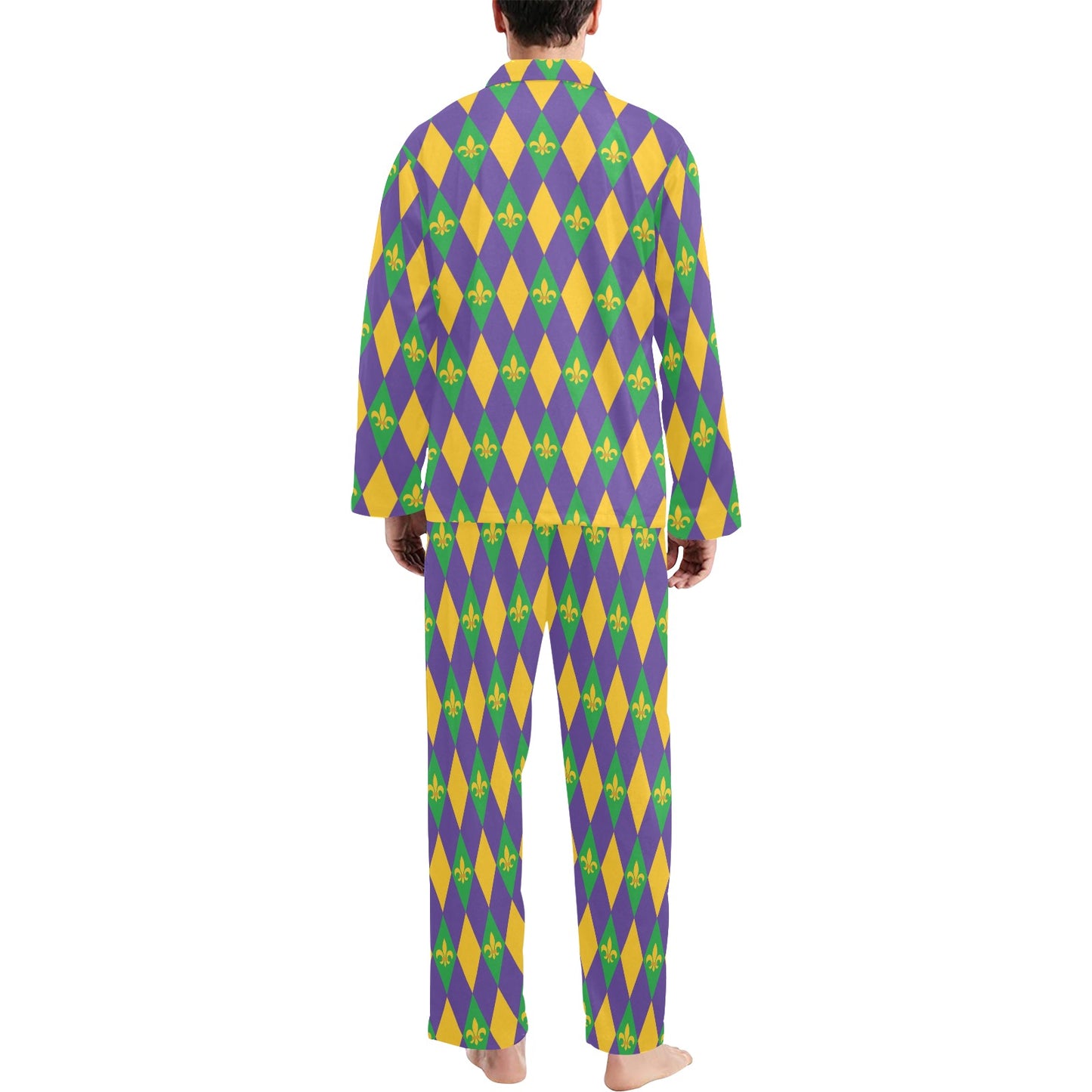 Mardi Gras Pattern Print Design 05 Men's Long Pajama Set