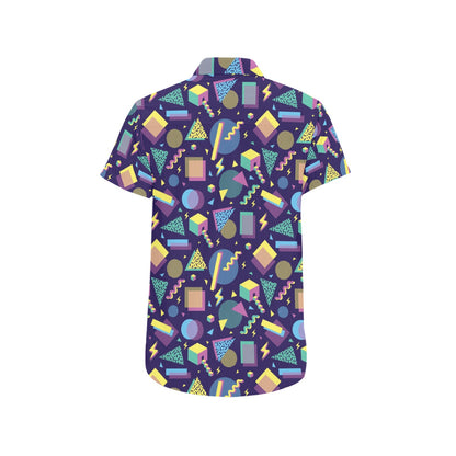 Geometric Print Design LKS401 Men Short Sleeve Button Up Shirt