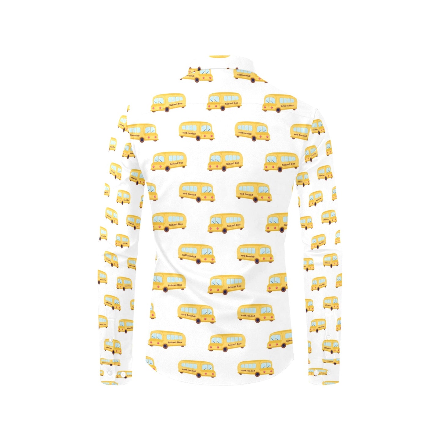 School Bus Print Design LKS306 Men's Long Sleeve Dress Shirt