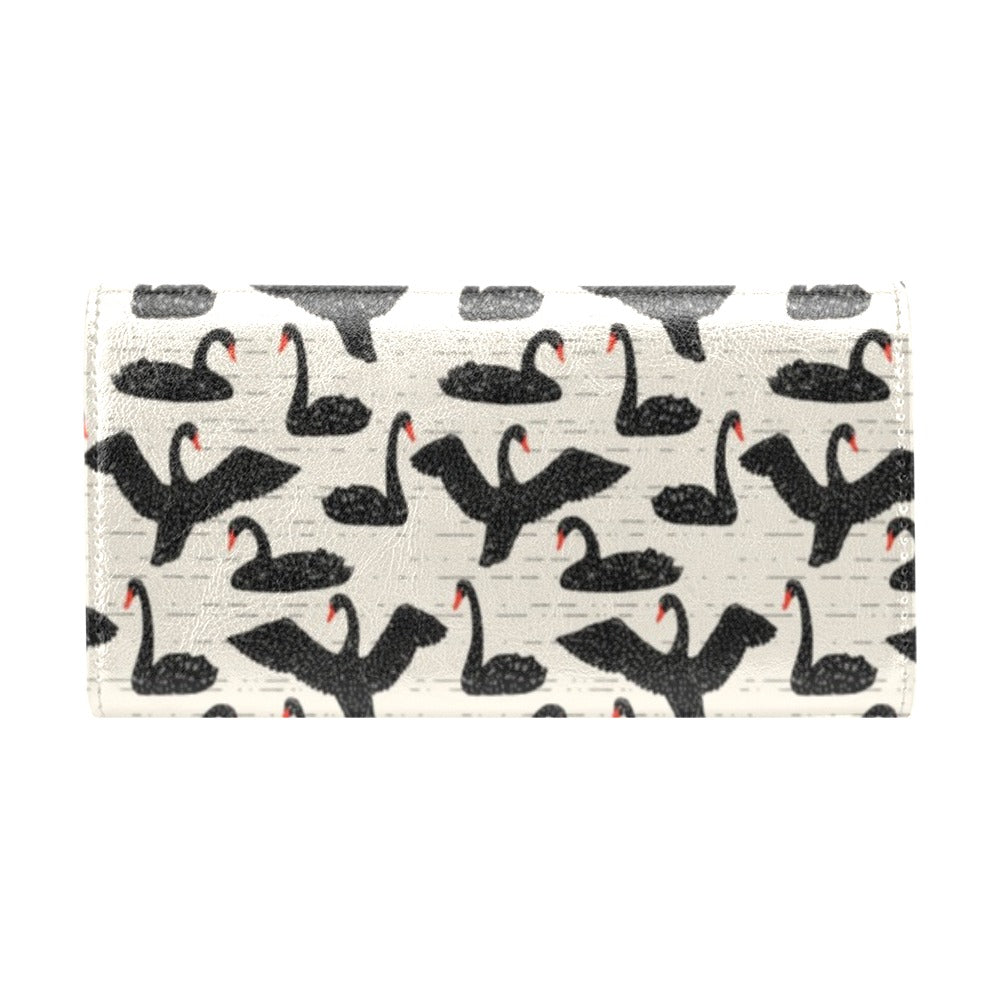 Swan Print Design LKS402 Women's Trifold Wallet