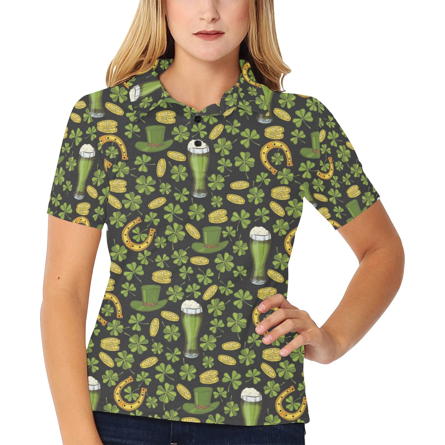 St Patricks Day Print Design LKS307 Women's Polo Shirt