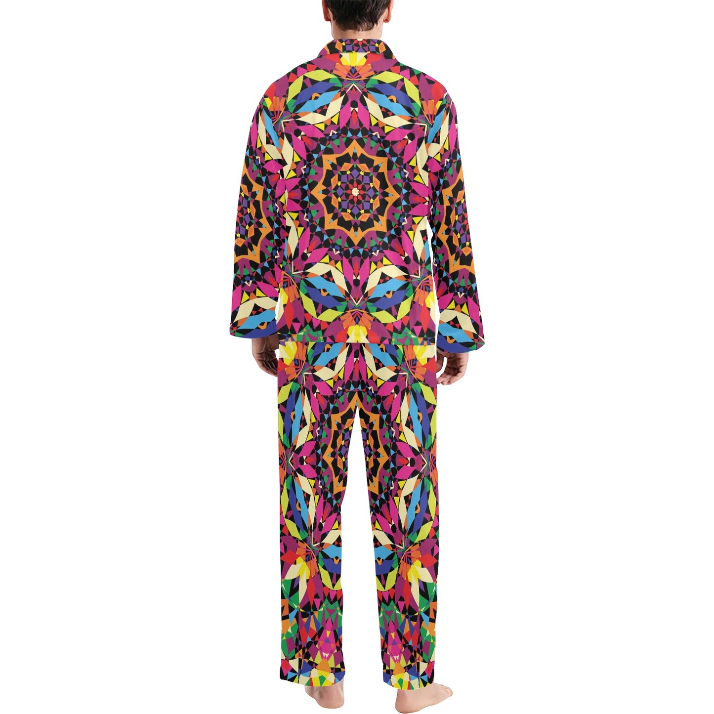 Kaleidoscope Pattern Print Design 02 Men's Long Pajama Set