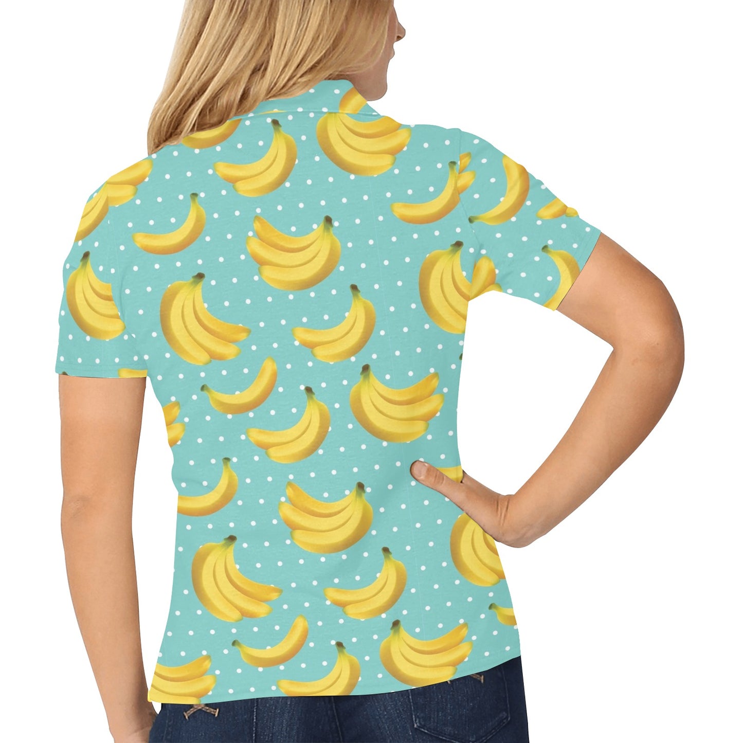 Banana Pattern Print Design BA02 Women's Polo Shirt