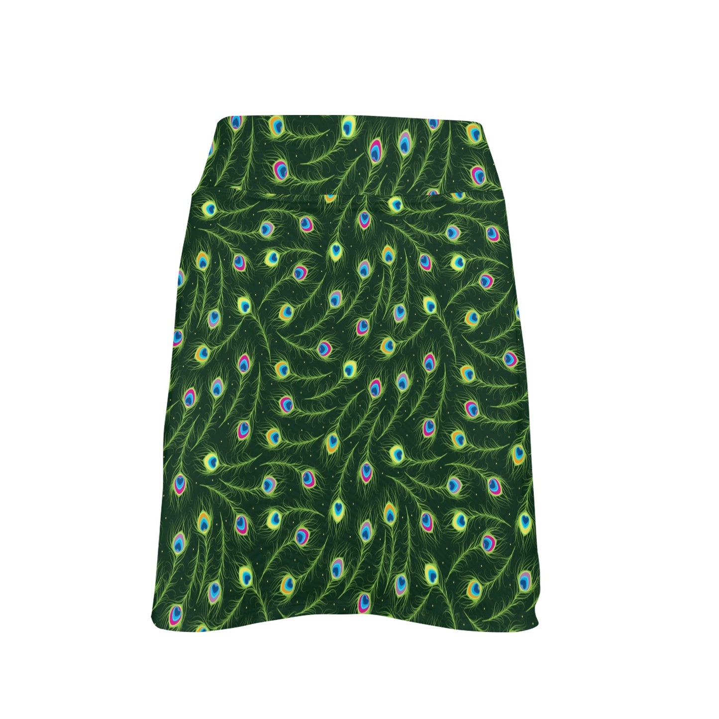 Peacock Feather Green Design Print 17" Golf & Pickleball Skort with Pockets