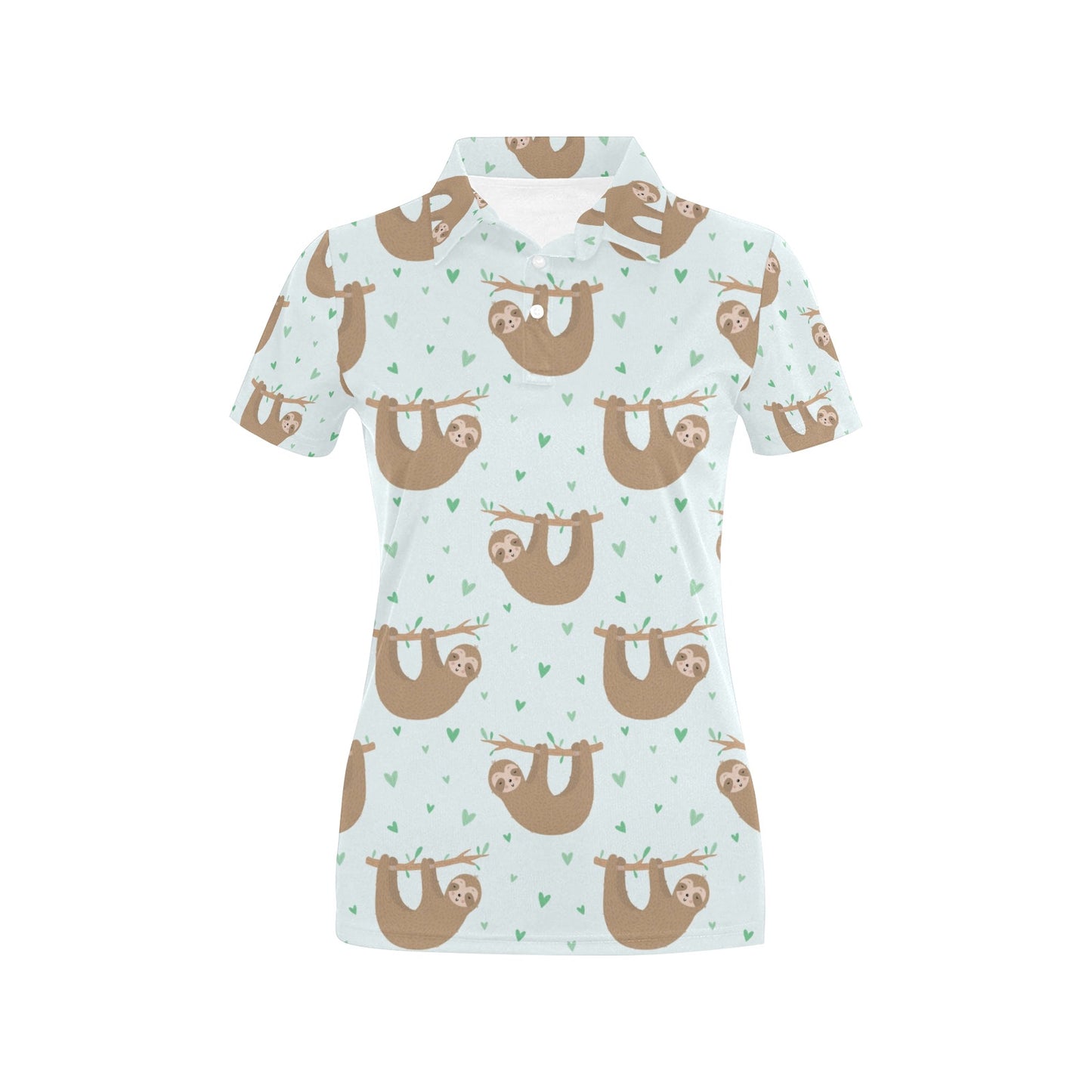 Sloth Print Design LKS308 Women's Polo Shirt
