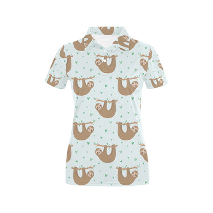 Sloth Print Design LKS308 Women's Polo Shirt