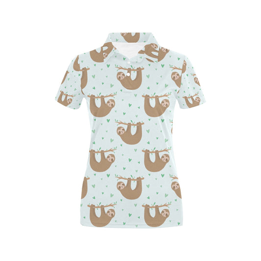 Sloth Print Design LKS308 Women's Polo Shirt