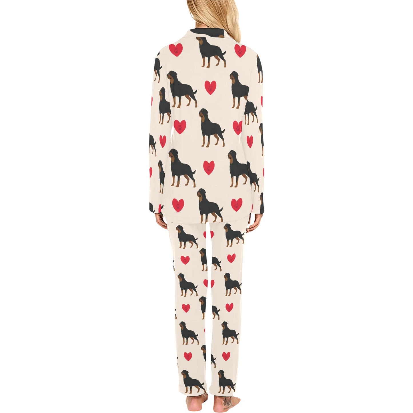 Rottweiler Pattern Print Design A02 Women's Long Pajama Set
