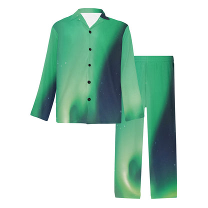Aurora Borealis Pattern Print Design 04 Men's Long Pajama Set