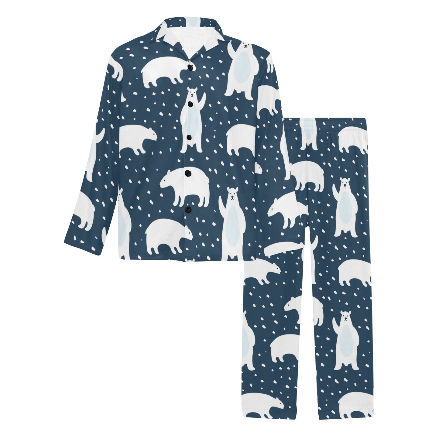 Polar Bear Pattern Print Design A02 Men's Long Pajama Set