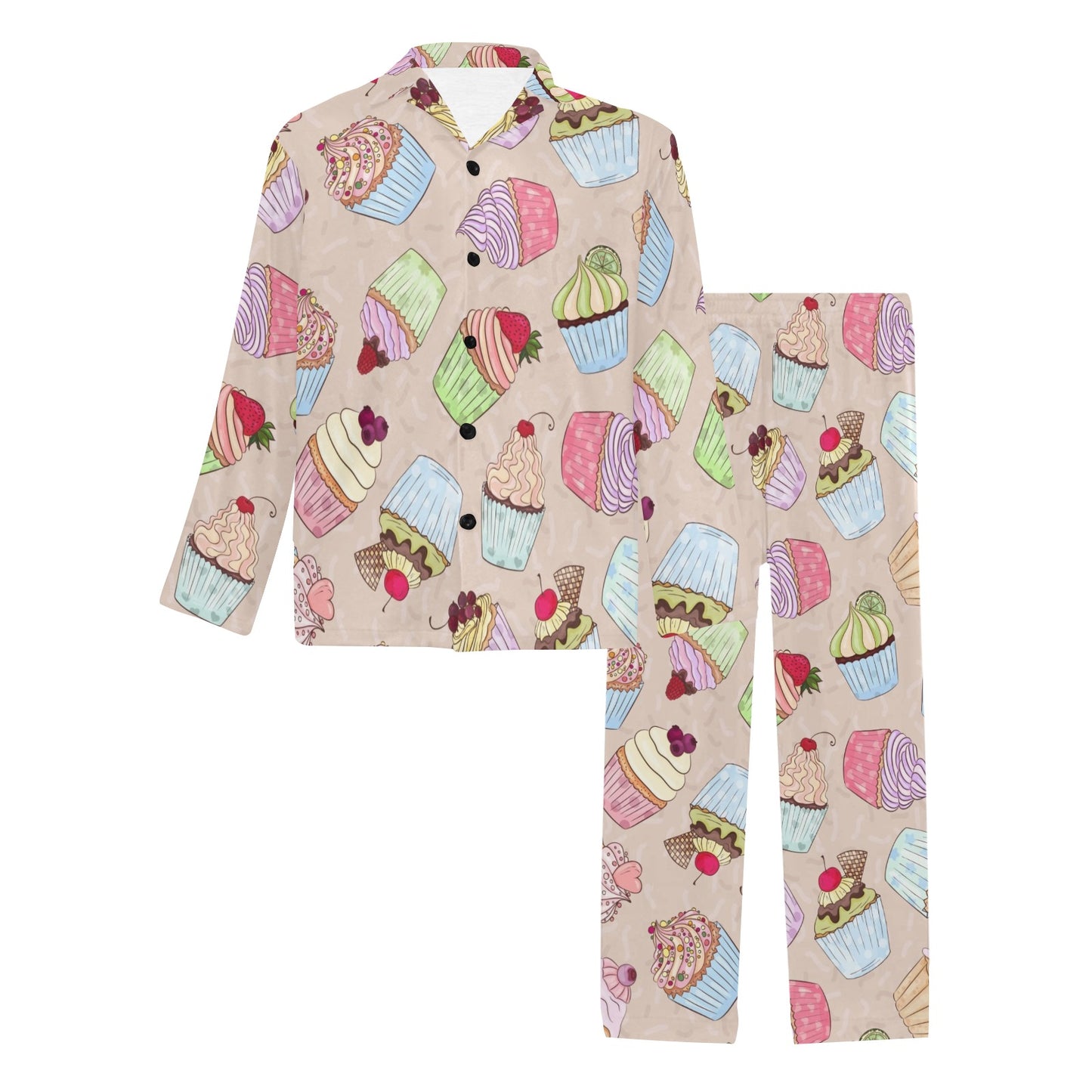 Cupcake Pattern Print Design CP06 Men's Long Pajama Set