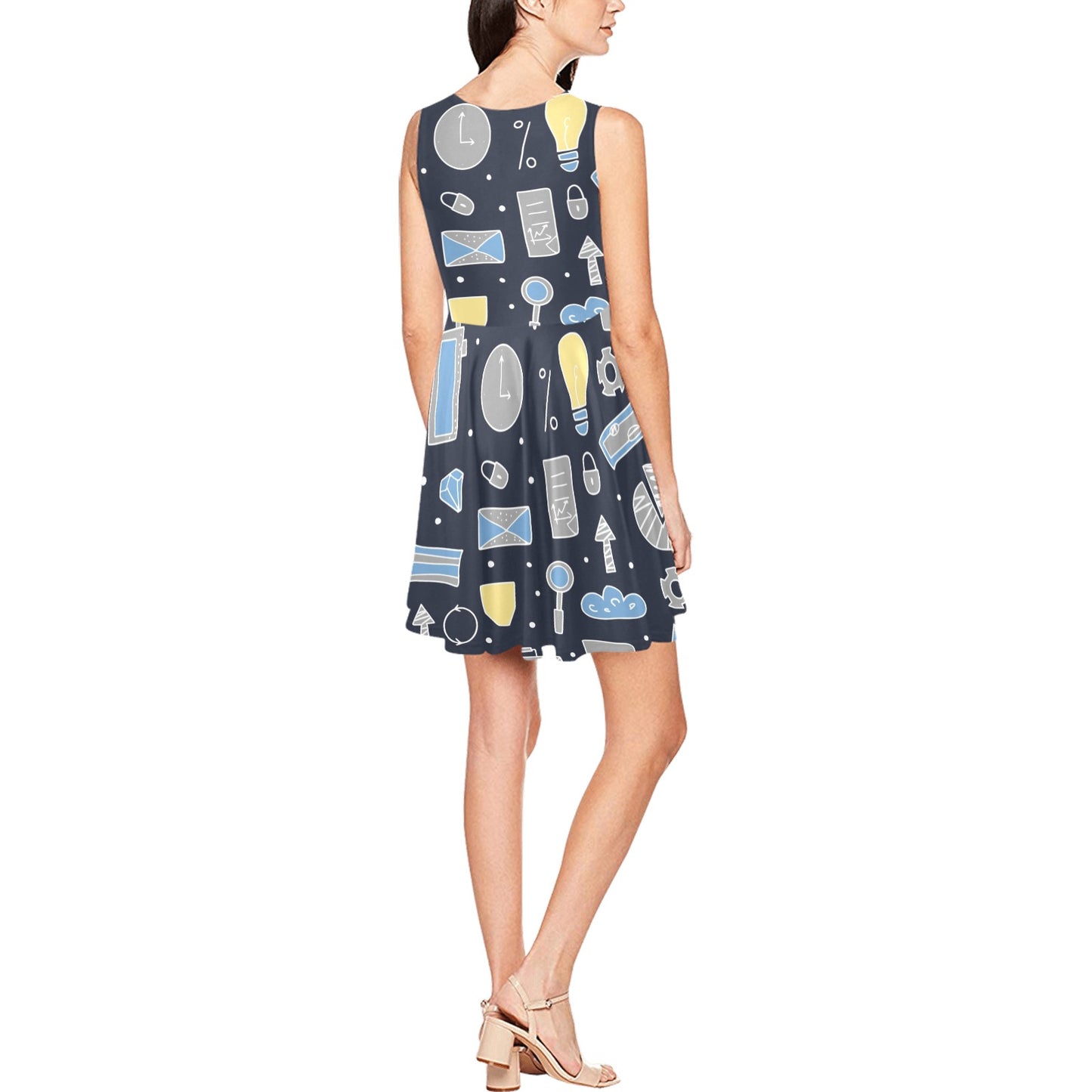 Accounting Financial Pattern Print Design 04 Sleeveless Dress