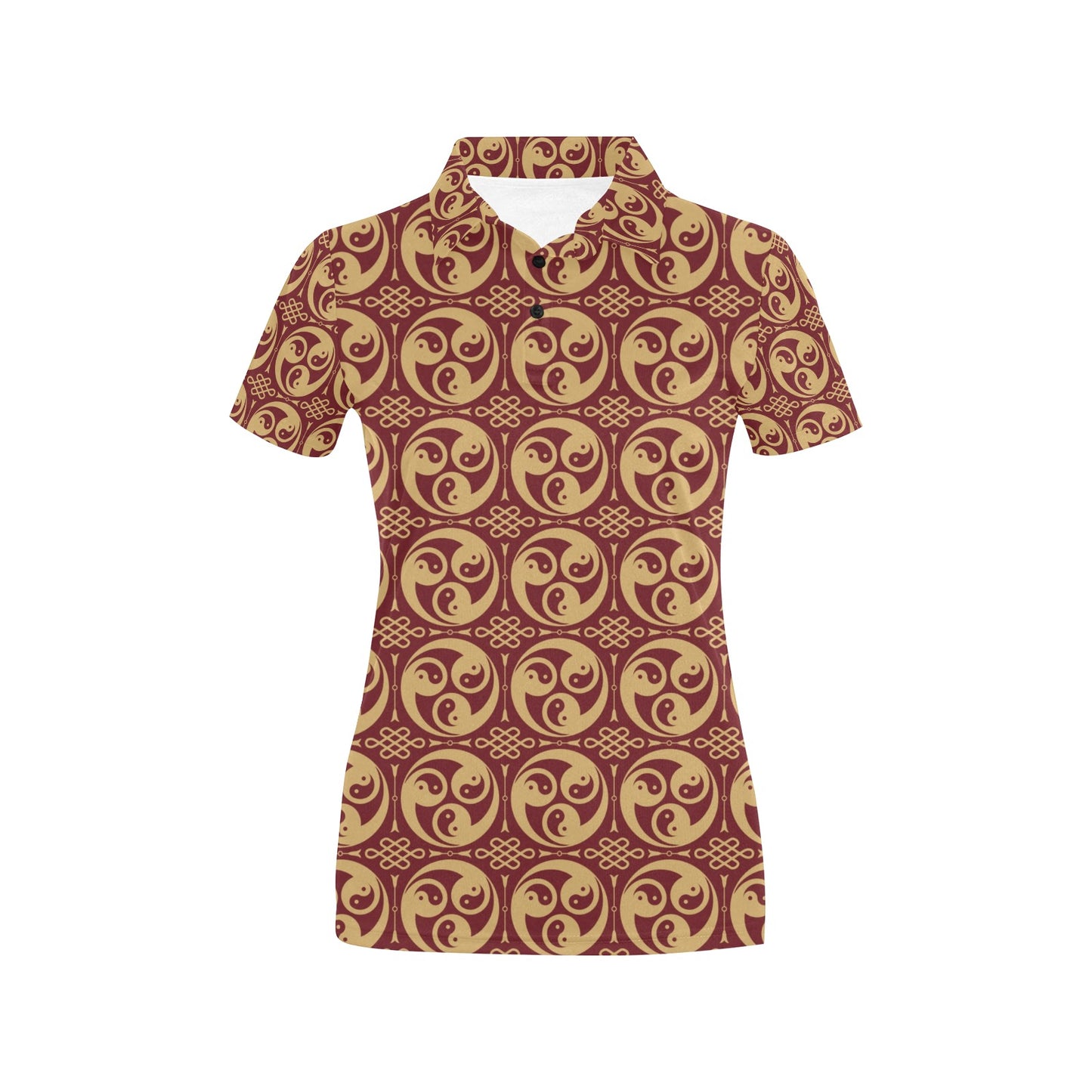 Yin Yang Style Pattern Design Print Women's Polo Shirt